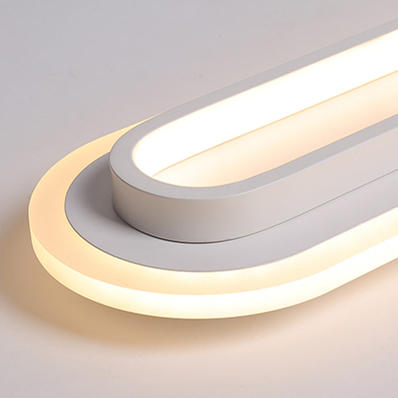 Modern Minimalist Aluminum Iron Acrylic Oval Strip LED Flush Mount Ceiling Light For Hallway