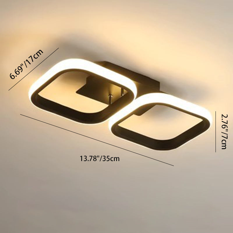 Modern Minimalist Iron Silica Circular Square LED Semi-Flush Mount Ceiling Light For Hallway