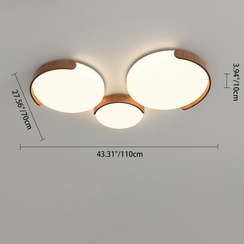 Contemporary Retro Iron & ABS Round LED Flush Mount Ceiling Light For Living Room & Bedroom