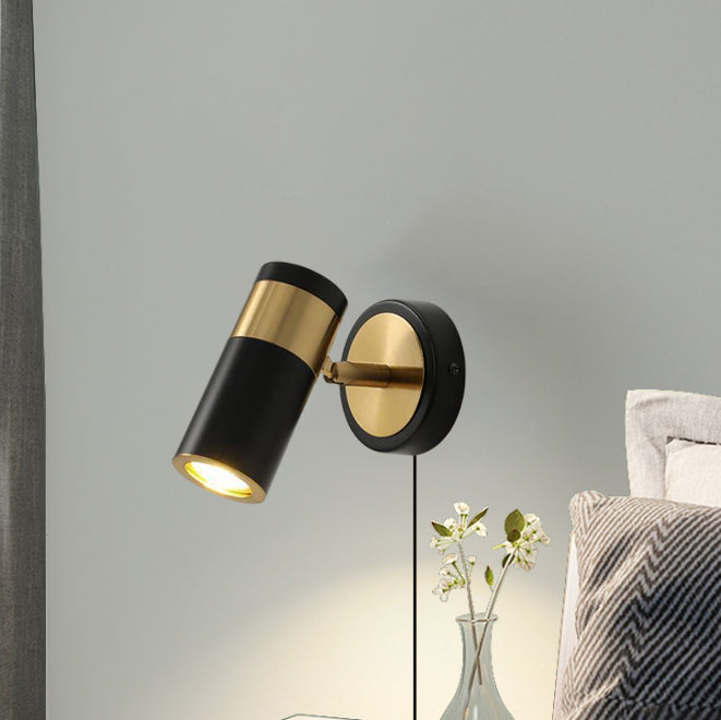 Modern Simplicity Plated Cylindrical Spotlight 1-Light Reading Wall Sconce Lamp