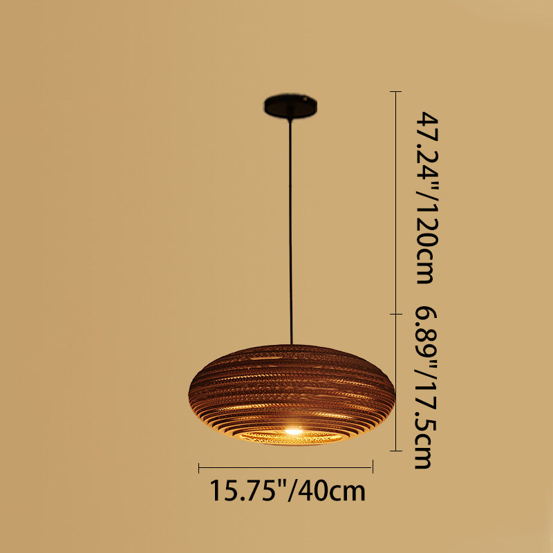 Contemporary Retro Paper Elliptic Spherical Bell Trapezoid Semicircle Polygonal 1-Light Pendant Light For Dining Room
