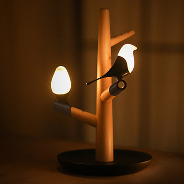 Contemporary Creative PC ABS Wood Silicone Magpie Branch LED Motion Sensor Night Light Table Lamp For Bedroom