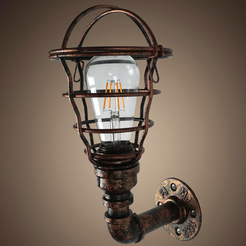 Contemporary Industrial Iron European Retro Water Pipe 1-Light Wall Sconce Lamp