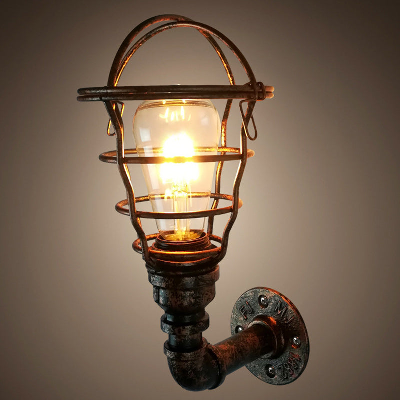 Contemporary Industrial Iron European Retro Water Pipe 1-Light Wall Sconce Lamp