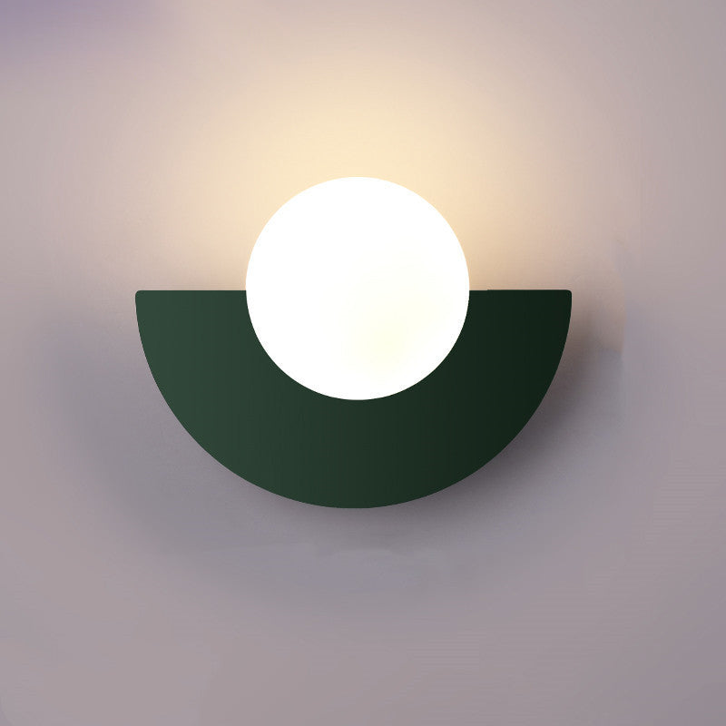 Modern Minimalist Glass Spherical Colorful Semicircle Design 1-Light Wall Sconce Lamp