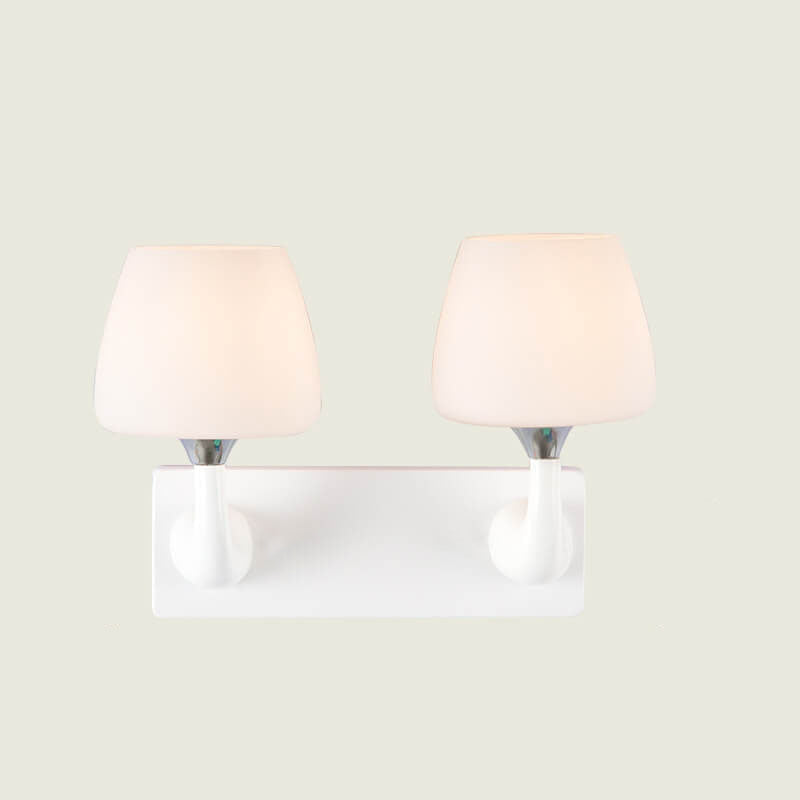 Nordic Minimalist White Iron Glass Cup Shade 1/2 Light Wall Sconce Lamp