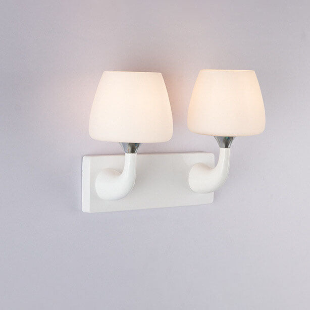 Nordic Minimalist White Iron Glass Cup Shade 1/2 Light Wall Sconce Lamp