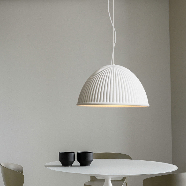 Contemporary Scandinavian Resin Half Circle Stripe Design 1-Light Pendant Light For Dining Room