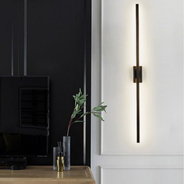 Modern Minimalist Long Strip Square Pole Aluminum Iron LED Vanity Light Mirror Front Wall Sconce Lamp For Living Room