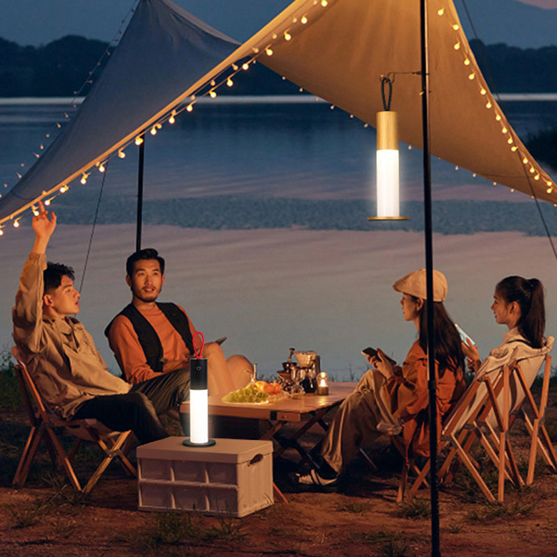 Modern Minimalist Portable Carrying Cord Cylinder Aluminum Acrylic LED Table Lamp For Bedroom