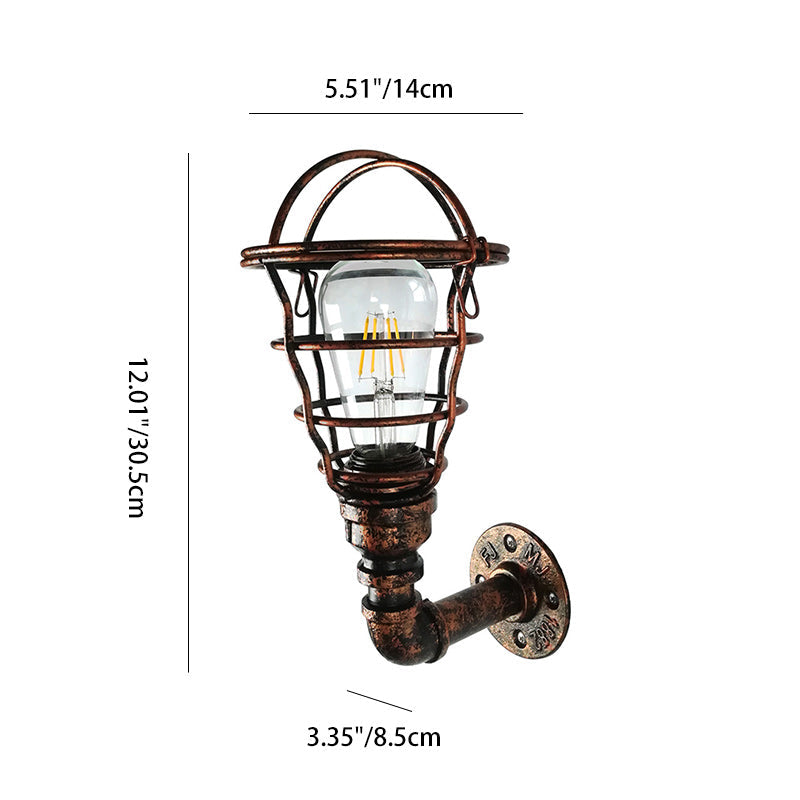 現代的な工業用鉄製ヨーロピアンレトロウォーターパイプ1灯壁取り付け用燭台ランプ