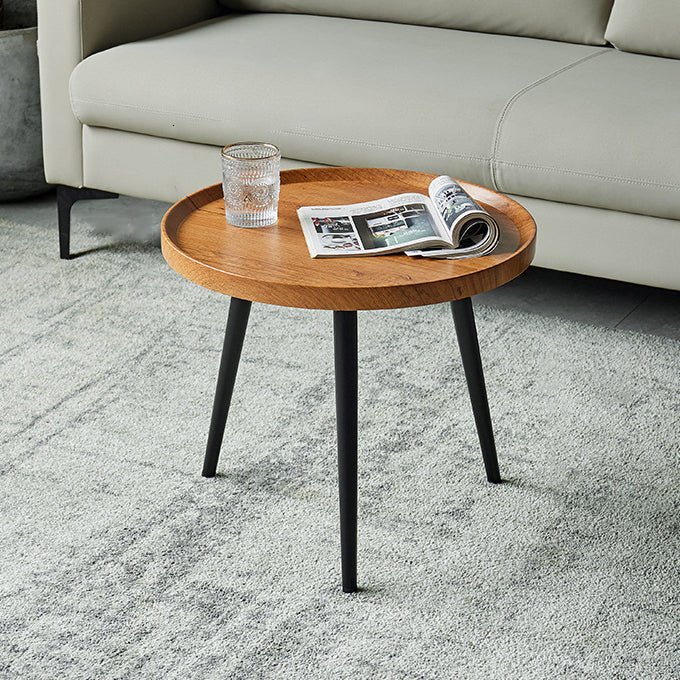 Modern Minimalist Medium-Density Fiberboard & Metal Round Coffee Table For Bedroom & Living Room