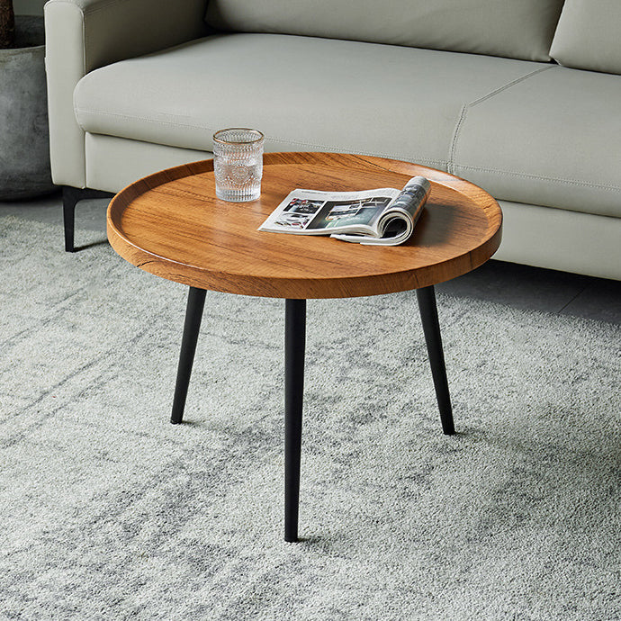 Modern Minimalist Medium-Density Fiberboard & Metal Round Coffee Table For Bedroom & Living Room