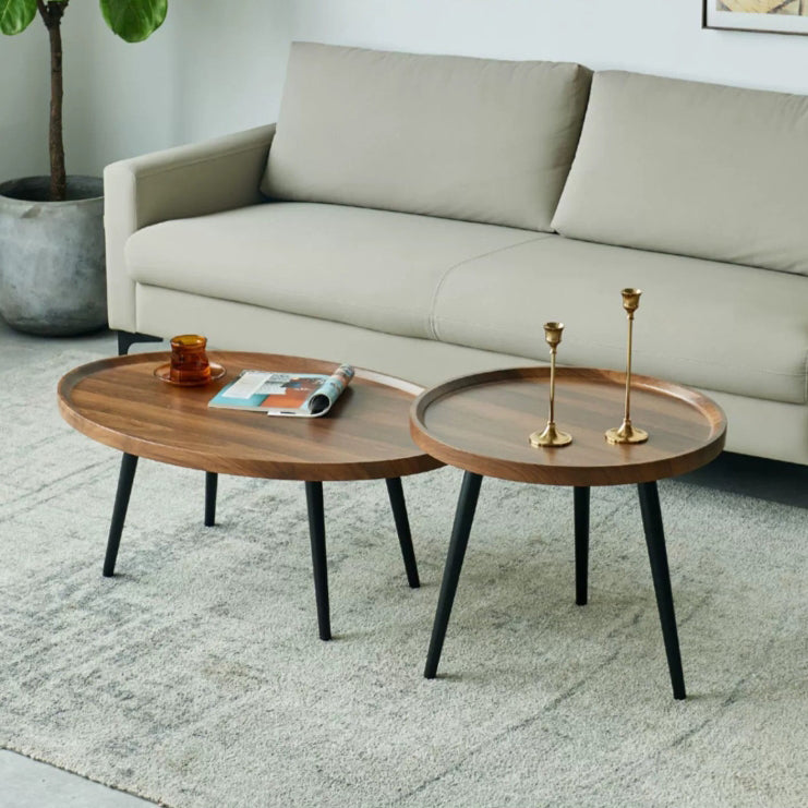 Modern Minimalist Medium-Density Fiberboard & Metal Round Coffee Table For Bedroom & Living Room