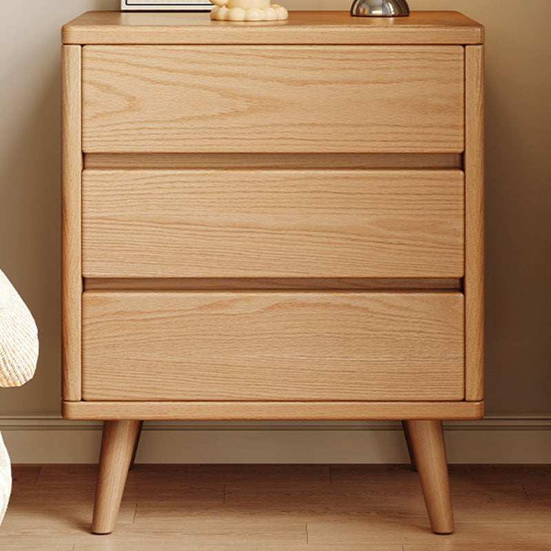 Modern Minimalist Solid Wood Rectangular Nightstand With 2/3 Drawers For Bedroom