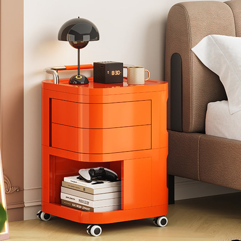 Contemporary Nordic ABS Stainless Steel Square Movable Storage Cart End Table With 2/3/4 Tiers For Bedroom And Living Room