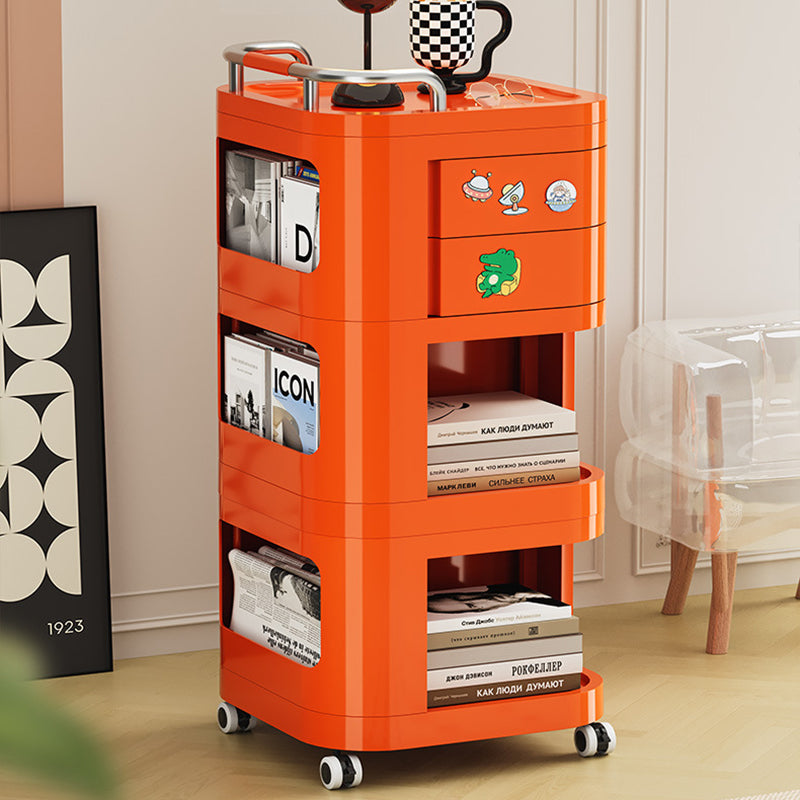 Contemporary Nordic ABS Stainless Steel Square Movable Storage Cart End Table With 2/3/4 Tiers For Bedroom And Living Room
