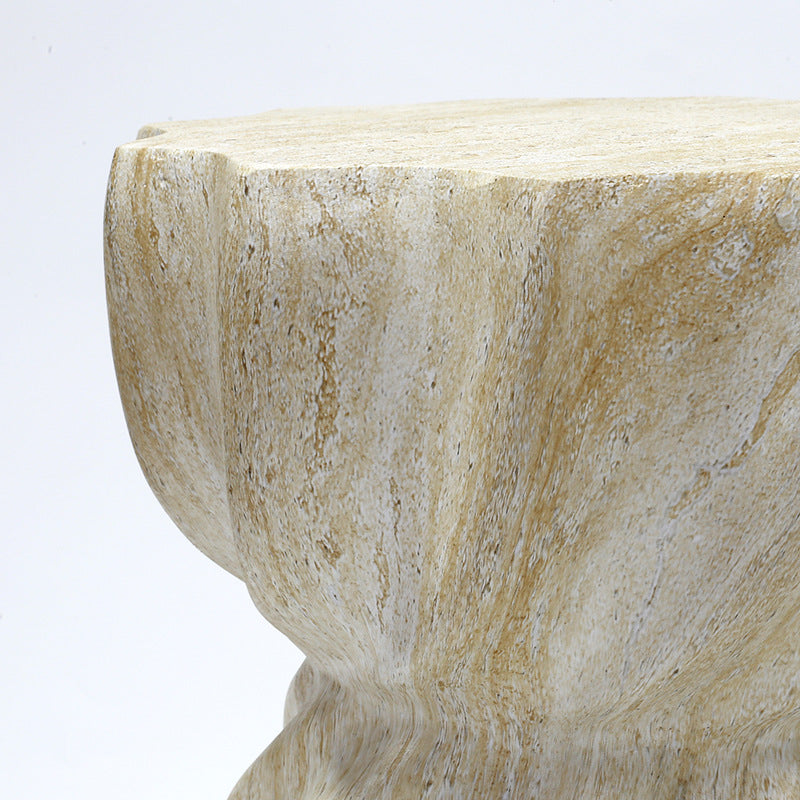 Modern Art Deco Magnesium Oxide Lotus Column End Table For Living Room And Bedroom