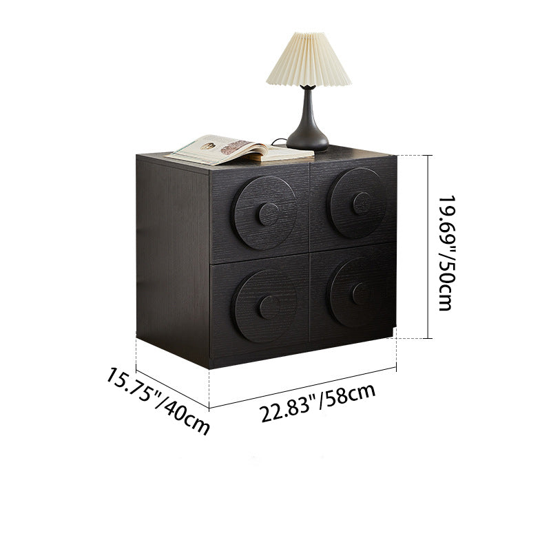 Contemporary Retro Solid Wood Square Combination Nightstand With 1-Drawer & 1-Cabinet For Bedroom Or Living Room