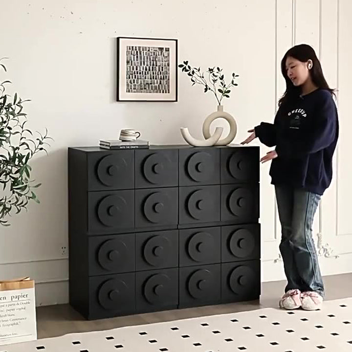 Contemporary Retro Solid Wood Square Combination Nightstand With 1-Drawer & 1-Cabinet For Bedroom Or Living Room