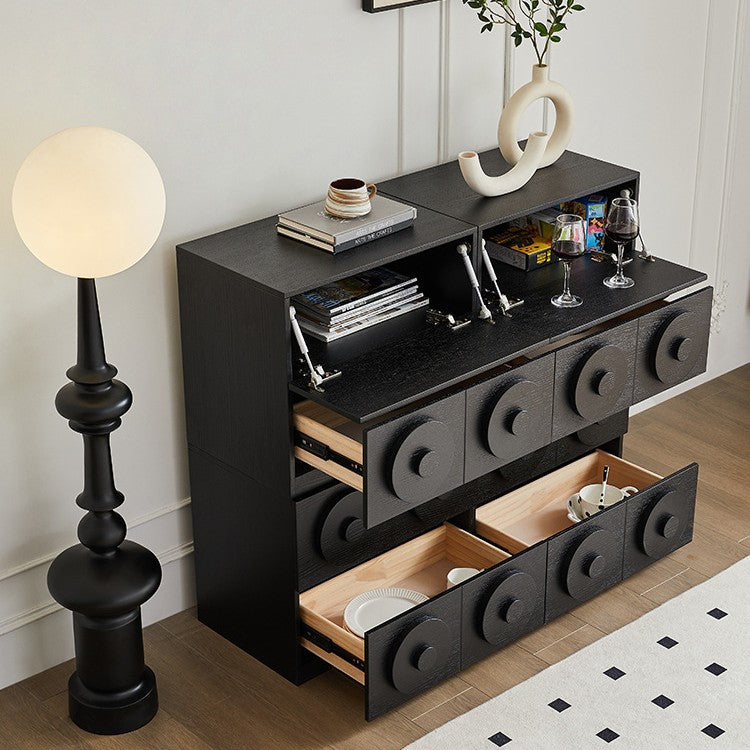 Contemporary Retro Solid Wood Square Combination Nightstand With 1-Drawer & 1-Cabinet For Bedroom Or Living Room