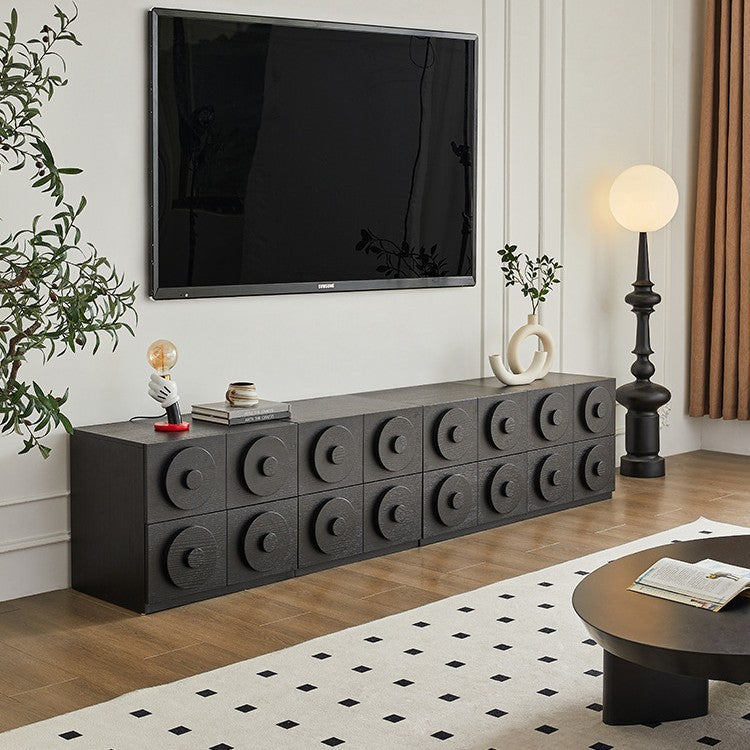 Contemporary Retro Solid Wood Square Combination Nightstand With 1-Drawer & 1-Cabinet For Bedroom Or Living Room