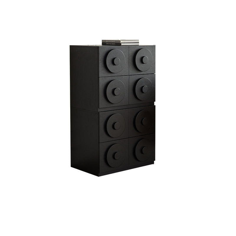 Contemporary Retro Solid Wood Square Combination Nightstand With 1-Drawer & 1-Cabinet For Bedroom Or Living Room