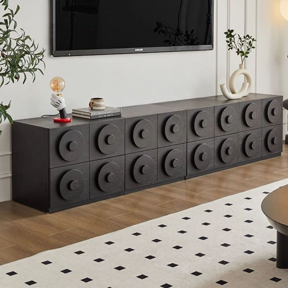 Contemporary Retro Solid Wood Square Combination Nightstand With 1-Drawer & 1-Cabinet For Bedroom Or Living Room