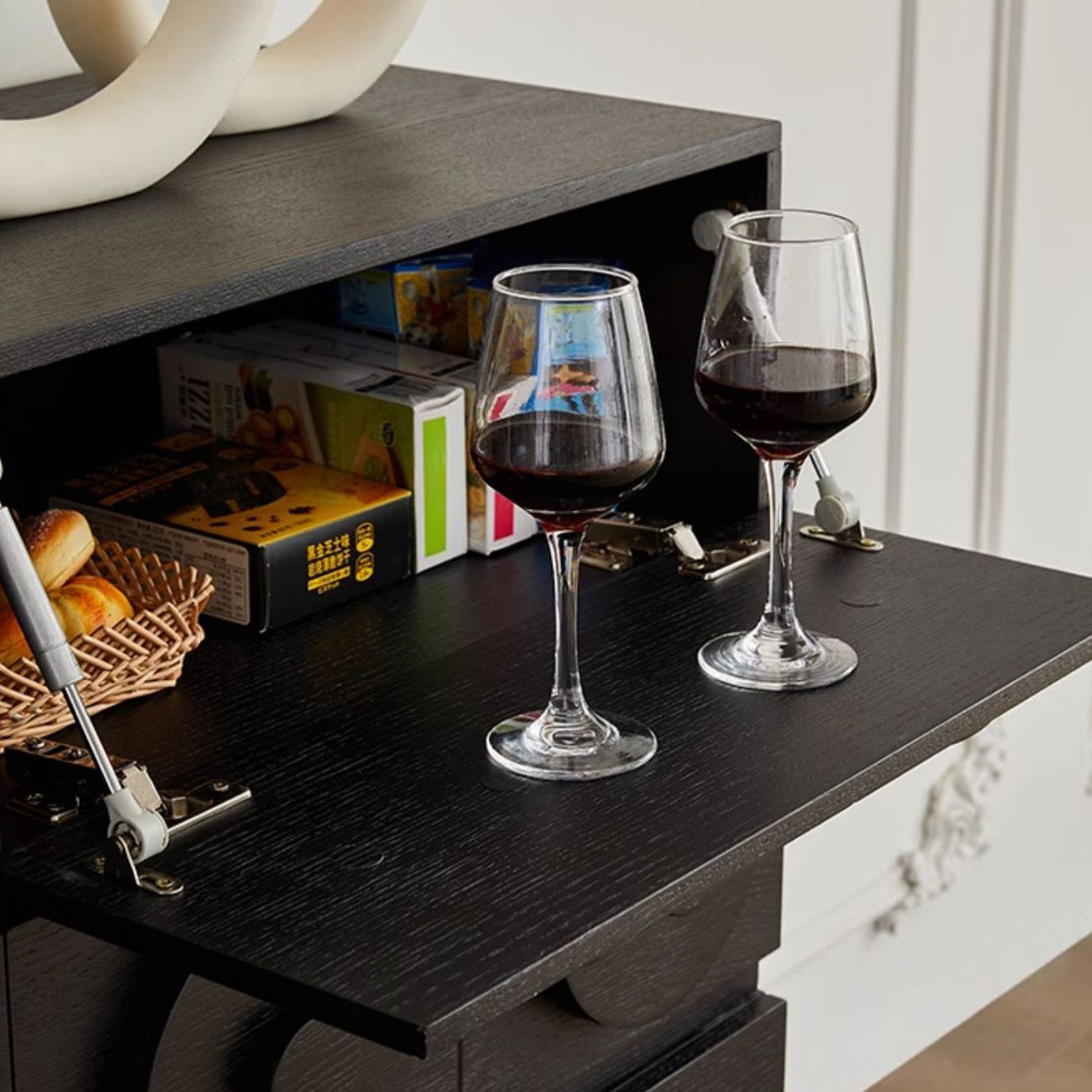 Contemporary Retro Solid Wood Square Combination Nightstand With 1-Drawer & 1-Cabinet For Bedroom Or Living Room