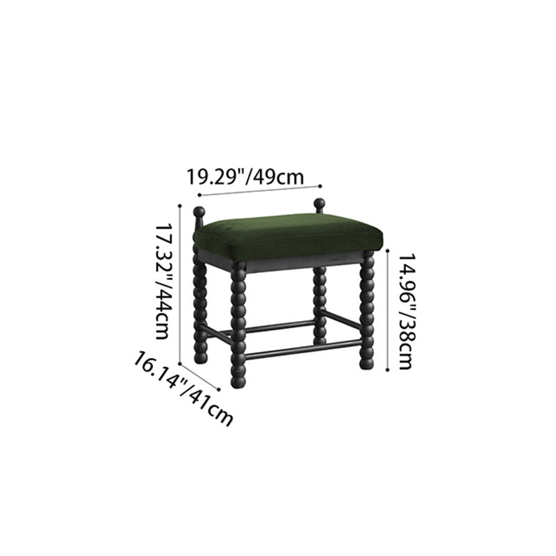 Contemporary Retro Solid Wood Rectangular Roman Column Arched Makeup Vanity & Stool Set For Bedroom