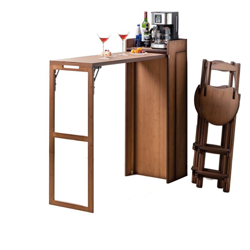 Modern Simplicity Bamboo Hardware Rectangular Foldable Bar Table & Chair Set For Dining Room