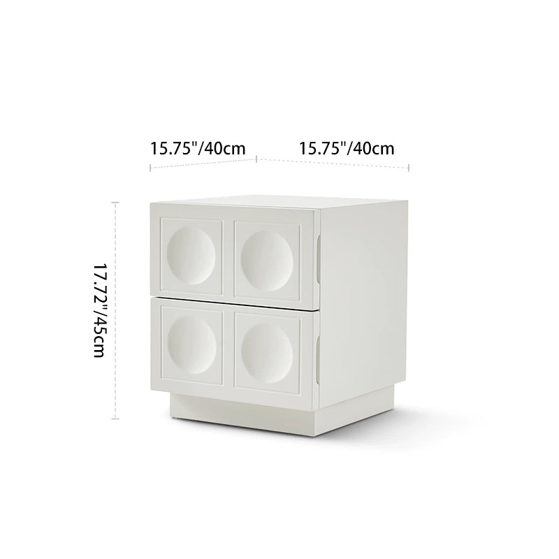 Modern Minimalist Rectangular Concave Round Density Board Hardware Nightstand 2-Drawer For Bedroom