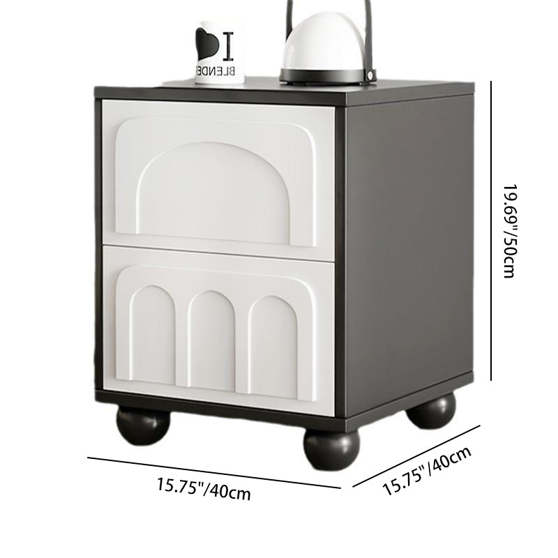 現代的なスカンジナビアのスクエア型無垢材多層ボードMDFナイトスタンド 寝室用 2段引き出し