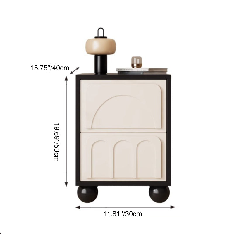 現代的なスカンジナビアのスクエア型無垢材多層ボードMDFナイトスタンド 寝室用 2段引き出し