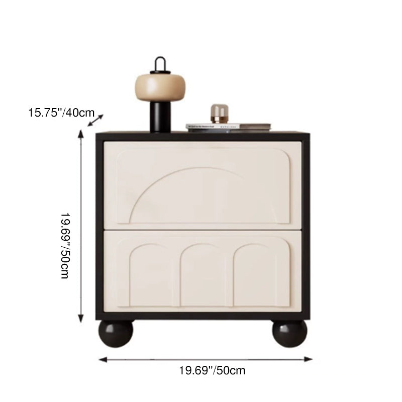 現代的なスカンジナビアのスクエア型無垢材多層ボードMDFナイトスタンド 寝室用 2段引き出し