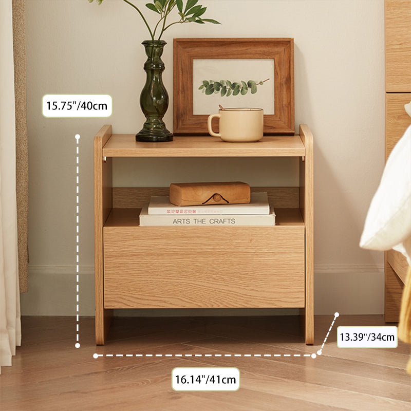 Contemporary Scandinavian Rectangular Particle Board Nightstand 1-Drawer For Bedroom