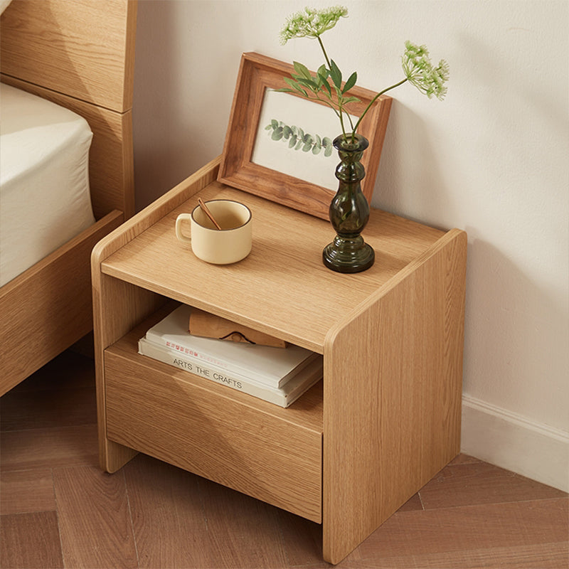 Contemporary Scandinavian Rectangular Particle Board Nightstand 1-Drawer For Bedroom