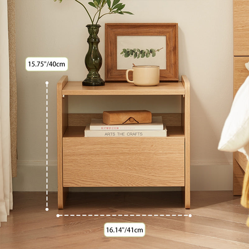 Contemporary Scandinavian Rectangular Particle Board Nightstand 1-Drawer For Bedroom