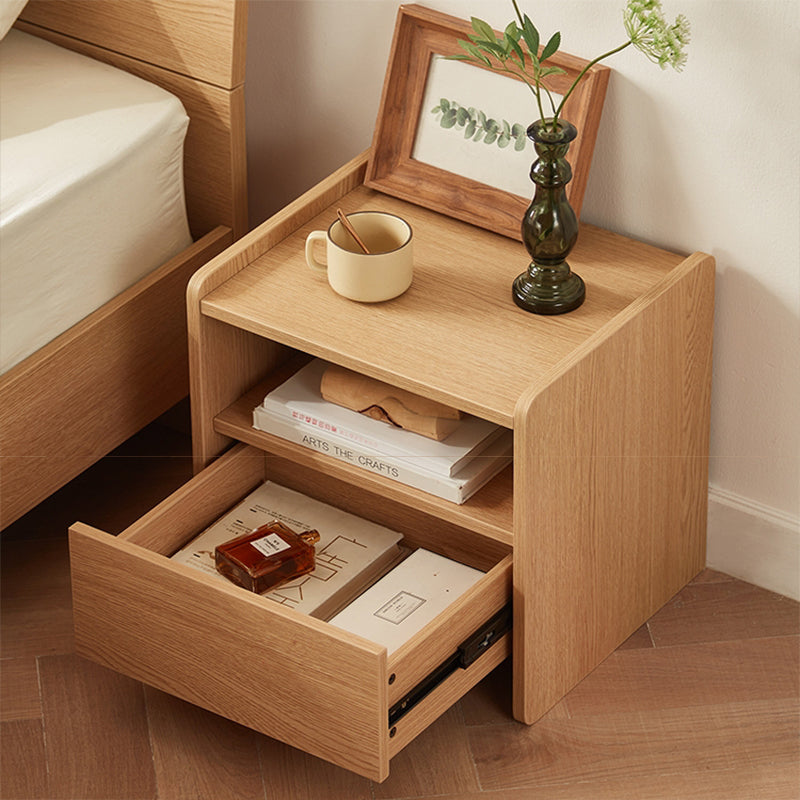 Contemporary Scandinavian Rectangular Particle Board Nightstand 1-Drawer For Bedroom