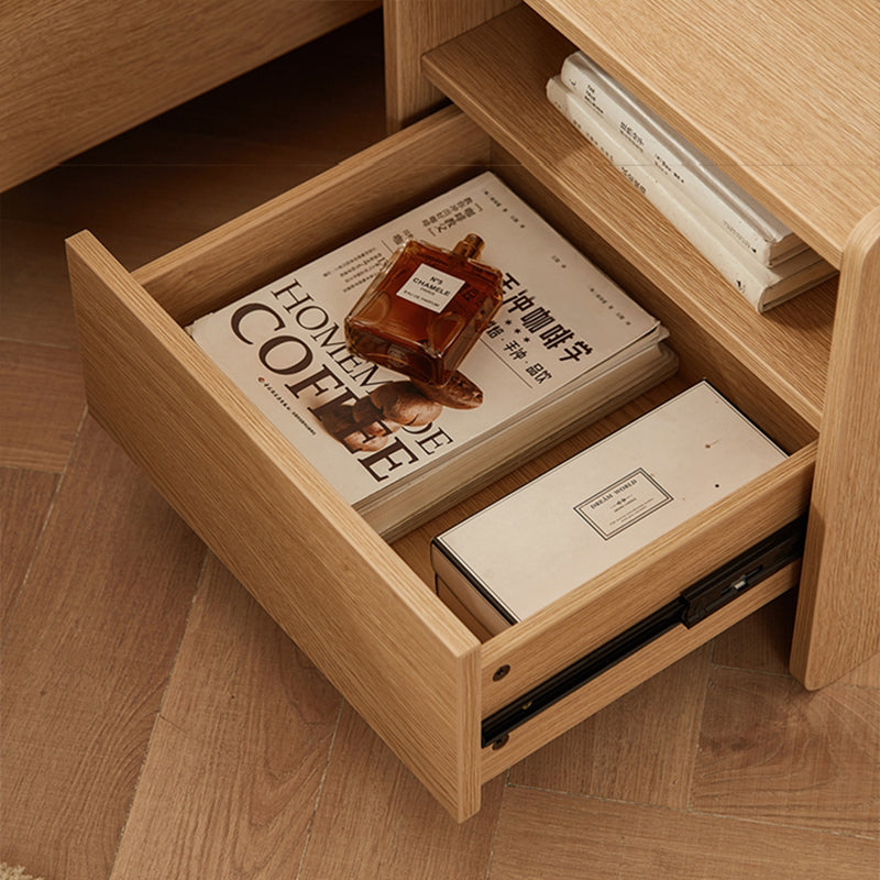 Contemporary Scandinavian Rectangular Particle Board Nightstand 1-Drawer For Bedroom