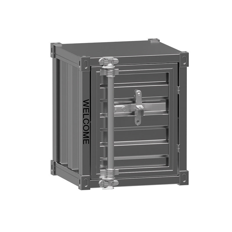 Contemporary Industrial Iron Cuboid Container End Table 2-Tier Storage For Bedroom