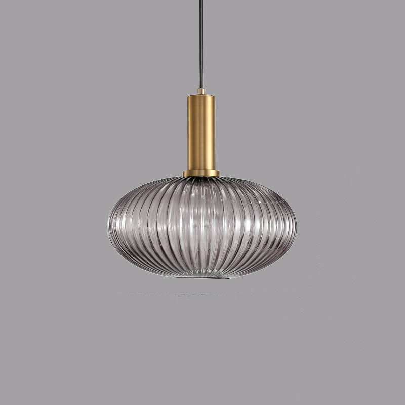 Minimalist Striped Glass Lantern 1-Light Pendant Light