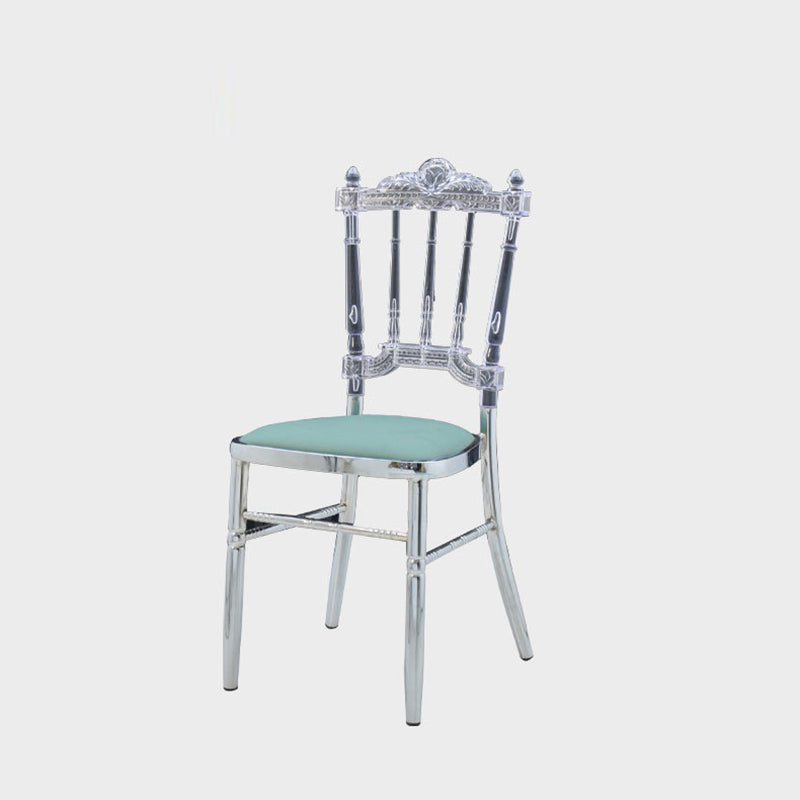 Traditional European Acrylic Stainless Steel Dining Chair Backrest Armless For Dining Room
