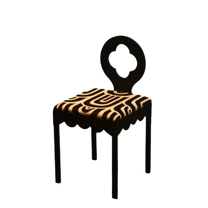 Traditional French Four Leaf Clover Flannelette Carbon Steel Dining Chair Backrest Armless For Dining Room