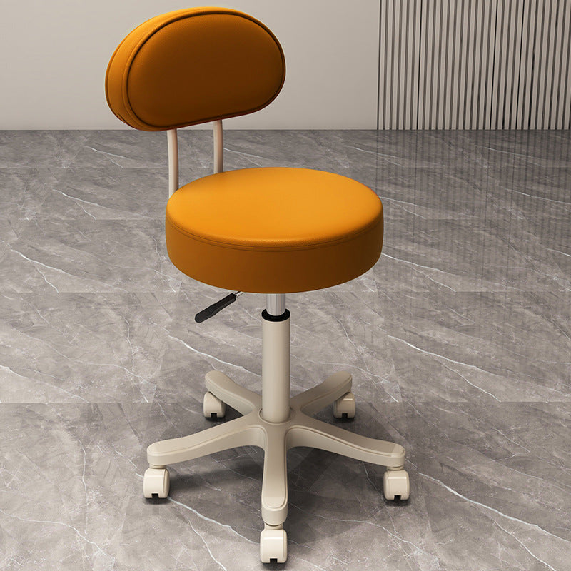 Contemporary Nordic Round Cushion Leather Nylon Vanity Stool Backrest Armless For Bedroom