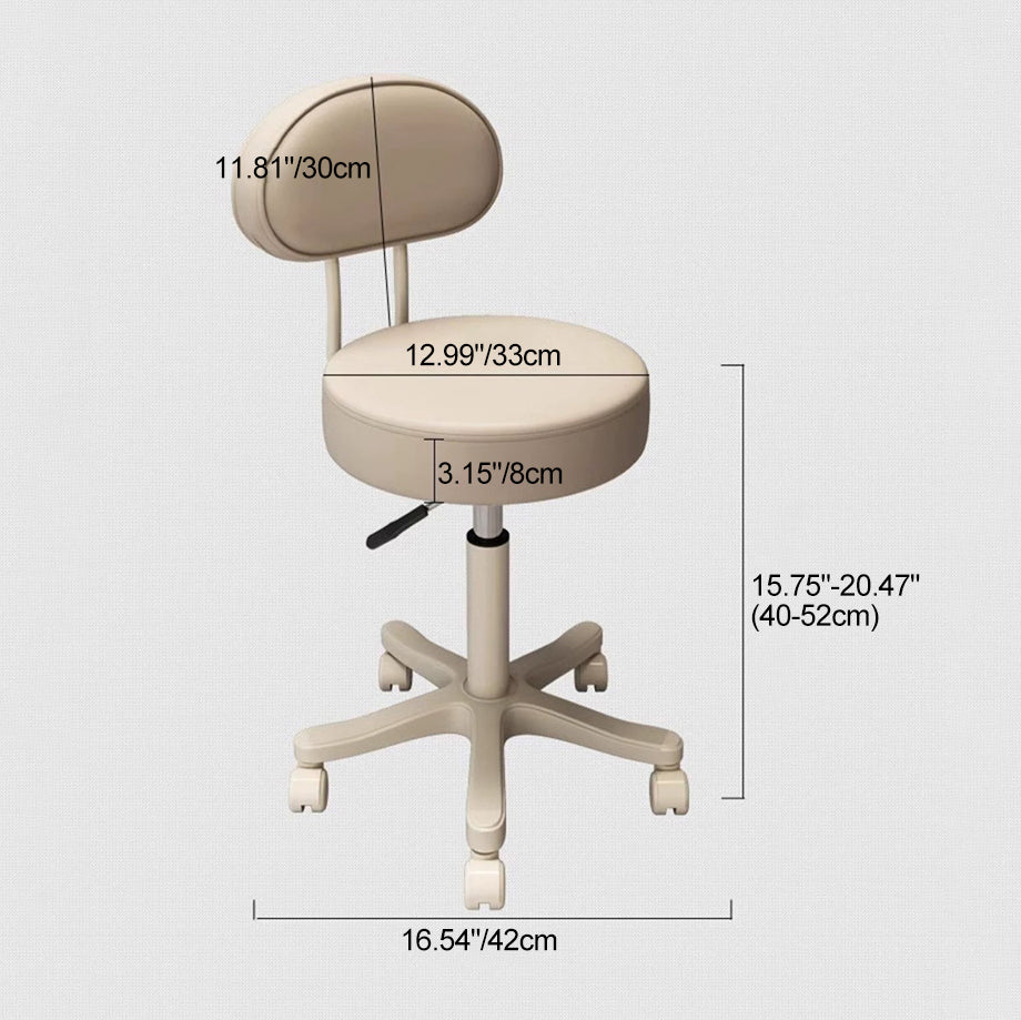 Contemporary Nordic Round Cushion Leather Nylon Vanity Stool Backrest Armless For Bedroom