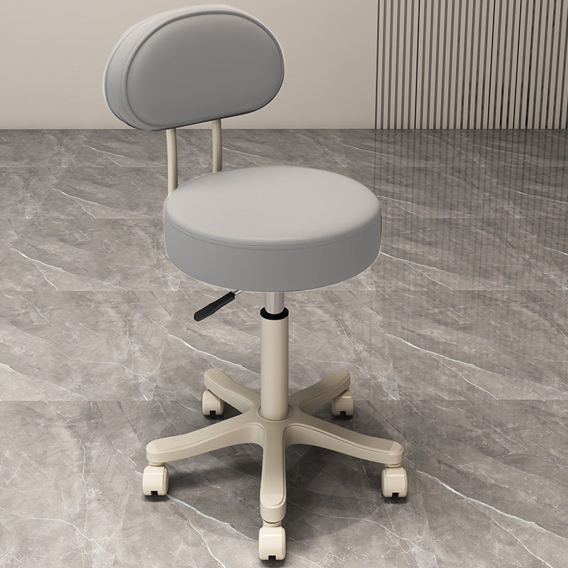 Contemporary Nordic Round Cushion Leather Nylon Vanity Stool Backrest Armless For Bedroom