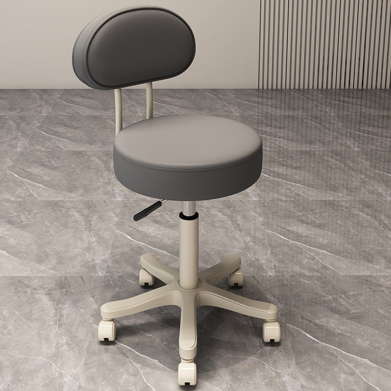 Contemporary Nordic Round Cushion Leather Nylon Vanity Stool Backrest Armless For Bedroom