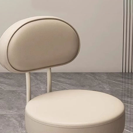 Contemporary Nordic Round Cushion Leather Nylon Vanity Stool Backrest Armless For Bedroom