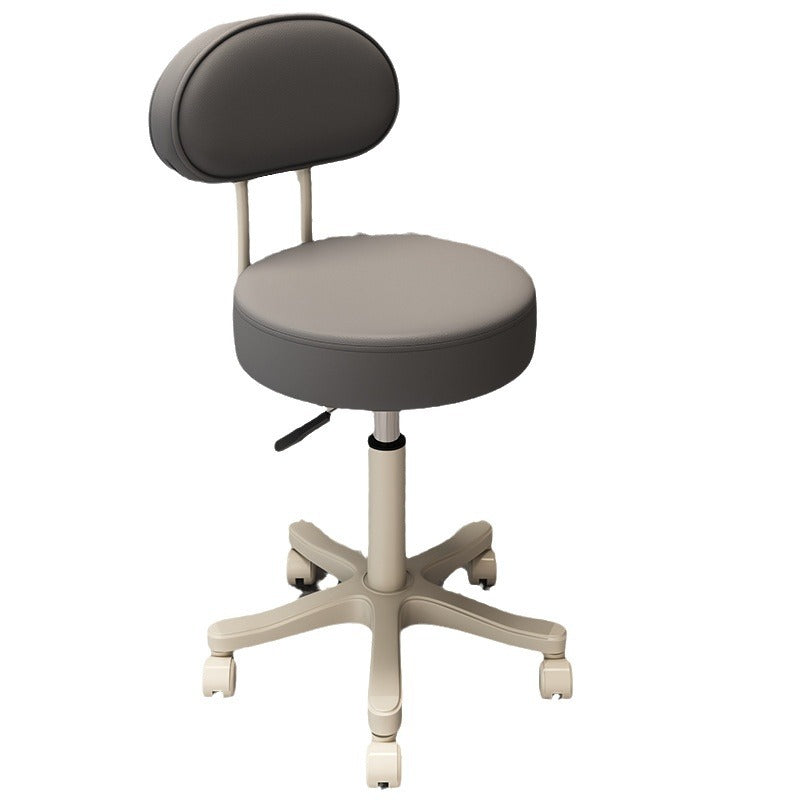 Contemporary Nordic Round Cushion Leather Nylon Vanity Stool Backrest Armless For Bedroom
